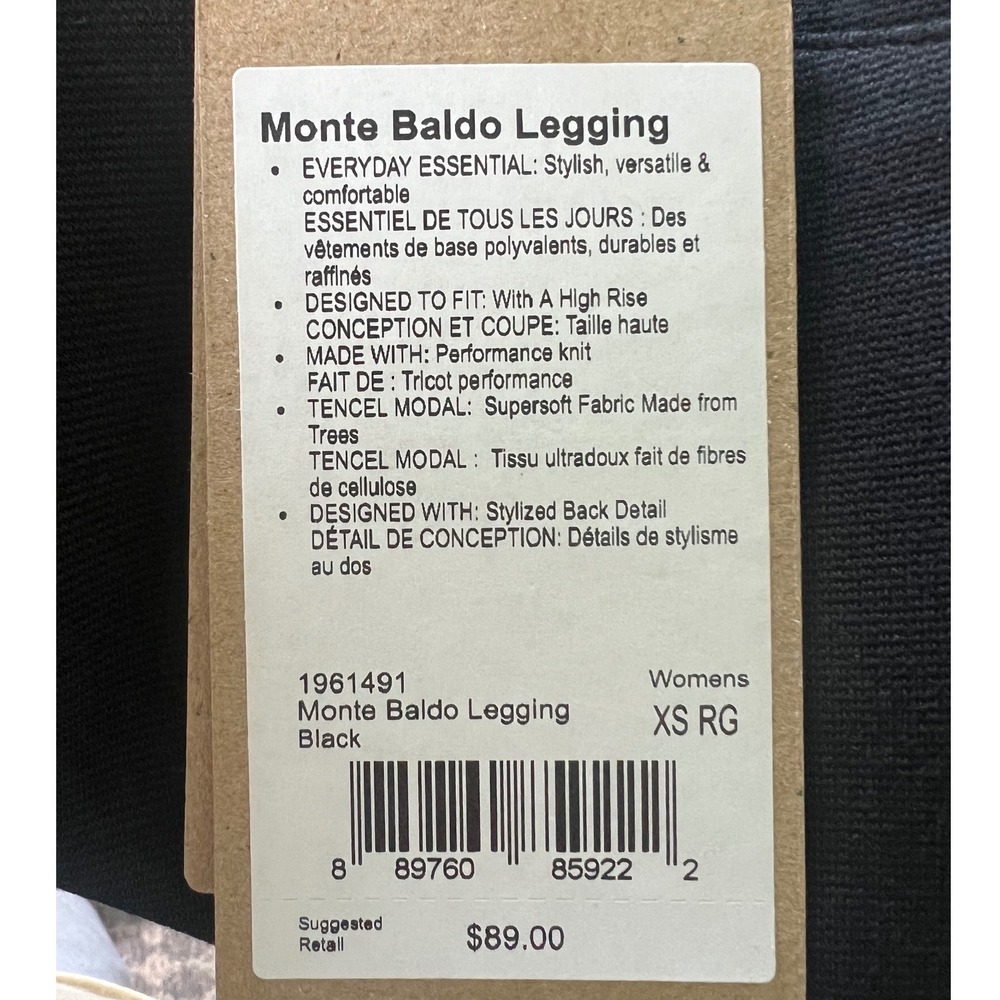 prAna Leggings Women XS Black Textured Ribbed High Rise Split Hem Pants NWT - Picture 8 of 8